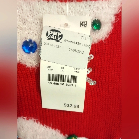 NWT Christmas Scoop Neck Sweater Tunic with Gingerbread Man and Peppermi… - Picture 6 of 9